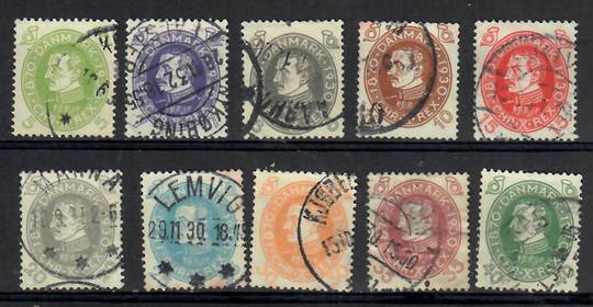 DENMARK 1930 Sixtieth Birtday of King Christian 10th. Set of 10. - 22176 - Used