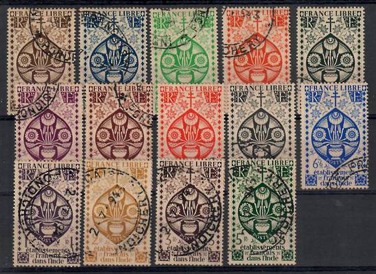 FRENCH INDIAN SETTLEMENTS 1942 London Definitives. Set of 14. Postage issues only. - 22325 - VFU