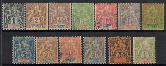 SENEGAMBIA and NIGER 1903 Definitives. Set of 13. Mostly mint. 3 lower values and the 40c fine used. - 22375 - Mixed