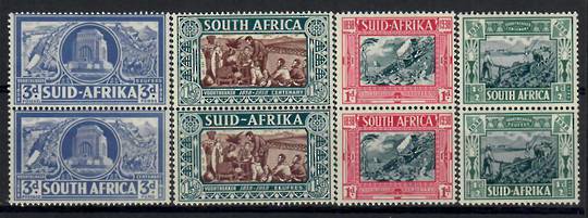 SOUTH AFRICA 1938 Voortrekker Centenary Memorial Fund. Set of 4 in joined pairs. Lightly hinged. - 22440 - Mint
