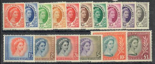 RHODESIA & NYASALAND 1953 Elizabeth 2nd Definitives. Set of 16. - 22441 - Mint