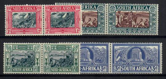 SOUTH AFRICA 1938 Voortrekker Centenary Memorial Fund. Set of 4 in joined pairs. - 22465 - LHM