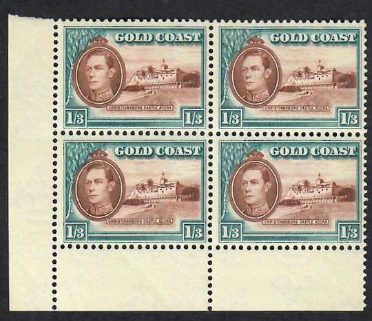 GOLD COAST 1938 Geo 6th Definitive 1/3d Brown and Turquoise-Blue. Block of 4. - 22471 - UHM
