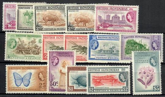 BRITISH HONDURAS 1953 Elizabeth 2nd Definitives. Set of 12 plus 3 of the Perf 14 varieties. - 22481 - LHM