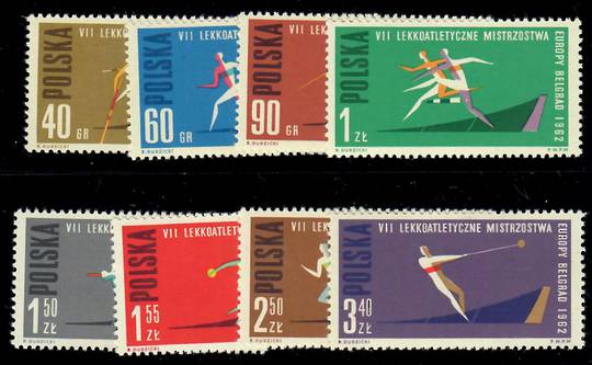 POLAND 1962 European Athletic Championships. Set of 8. - 22704 - UHM