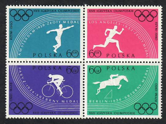 POLAND 1960 Olympics. Set of 8. in blocks of 4.