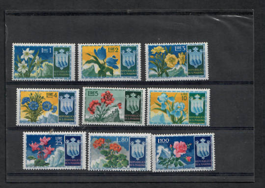SAN MARINO 1953 Definitives Flowers. Set of 9. Very lightly hinged. - 22761 - LHM