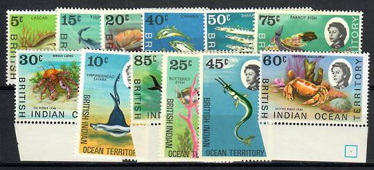 BRITISH INDIAN OCEAN TERRITORY 1968 Definitives. Set of 18. Marine Life. Plus later addition ( SG 52 ) in changed paper. - 22827