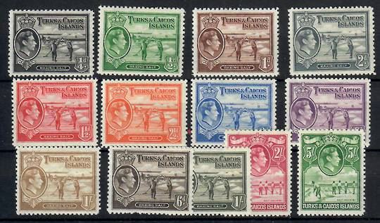 TURKS & CAICOS ISLANDS 1950 Geo 6th Definitives. Set of 13. Very lightly hinged in the main. - 23017 - LHM