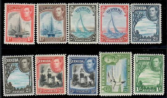 BERMUDA 1938 Geo 6th Definitives. Set of 10. - 23028 - Mint