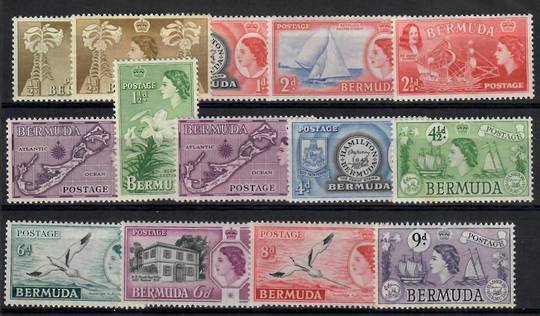 BERMUDA 1953 Elizabeth 2nd Definitives. Set of 22. Includes both dies of the 3d and 1/3 plus the 6d issued in 1959 (SG 156) plus