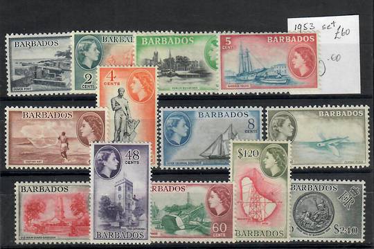 BARBADOS 1953 Elizabeth 2nd Definitives. Set of 13. - 23034 - LHM