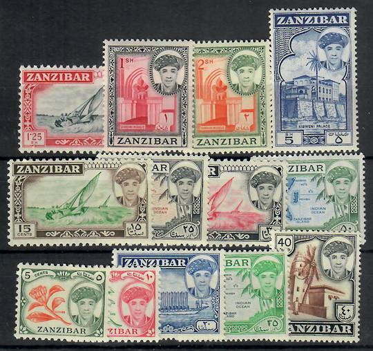 ZANZIBAR 1961 Sultan Seyyid Sir Abdulla bin Khalifa Definitives. Short set of 13 to the 5/-. - 23107 - Mint