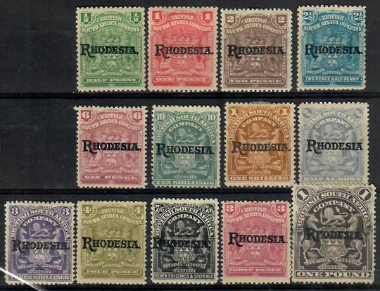 RHODESIA 1909 Definitives Overprints. Set of 13 to the GBp1 excluding the 5/- - 23119 - Mint