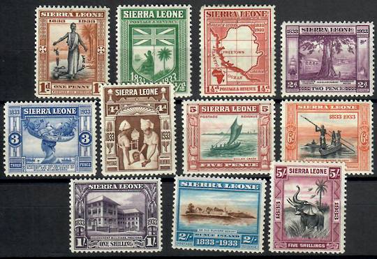 SIERRA LEONE 1933 Centenary of the Abolition of Slavery. Set of 11 to the 5/-. - 23121 - LHM