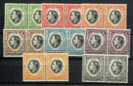 SOUTH WEST AFRICA 1937 Coronation. Set of 7 in joined pairs. - 23151 - LHM
