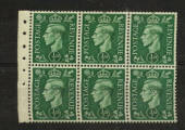 GREAT BRITAIN 1937 Geo 6th Definitive 1d Green Booklet Pane. - 23208 - UHM