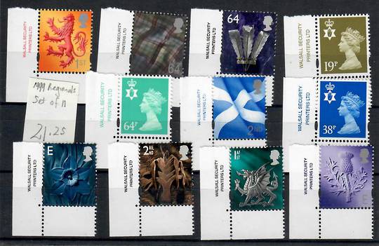 GREAT BRITAIN 1999 Regionals Machins. Set of 11. - 23216 - UHM