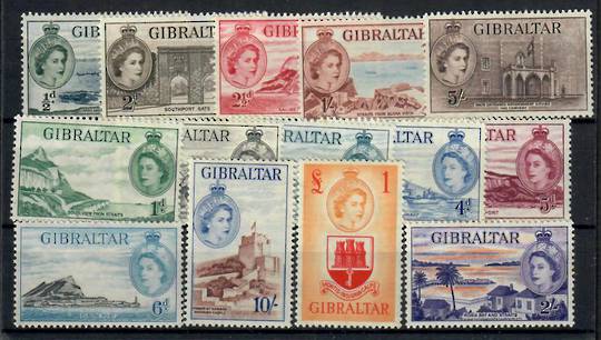 GIBRALTAR 1953 Elizabeth 2nd Definitives. Set of 14. - 23261 - Mint