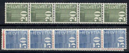 SWITZERLAND 1970 Coils. Set of 3 in strips of 5. - 23306 - UHM