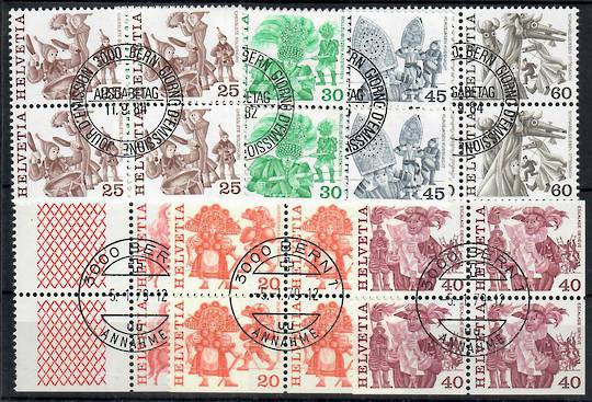 SWITZERLAND 1977 Regional Folk Customs. Various values in Blocks of 4. 20c 25c 30c 40c 50c 60c. - 23322 - VFU