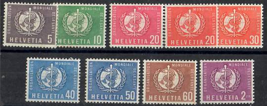 SWITZERLAND WORLD HEALTH ORGANIZATION 1957 Definitives. Set of 9. - 23329 - Mint