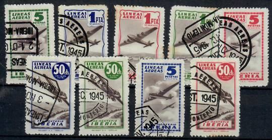 SPAIN 1945 Charity Labels. Cinderellas. Set of 9. ( One low value with missing corner). - 23353 - FU