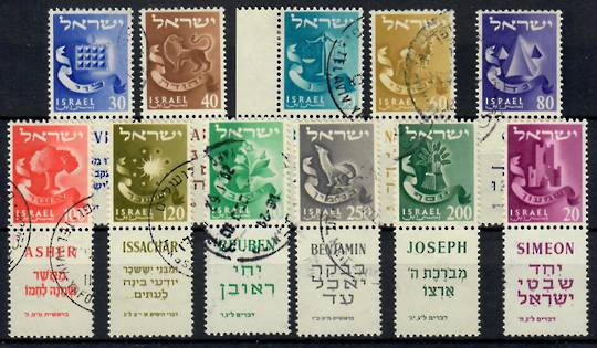 ISRAEL 1955 Twelve Tribes of Israel. Set of 12 with tabs. - 23484 - VFU