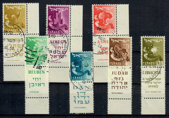 ISRAEL 1955 Twelve Tribes of Israel. Complete set of 7 without watermark and with tabs. - 23498 - VFU