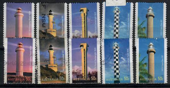 AUSTRALIA 2006 Lighthouses. Set of 10. Includes the Self adhesives. Commercially used. All nice light cancels. - 23532 - FU