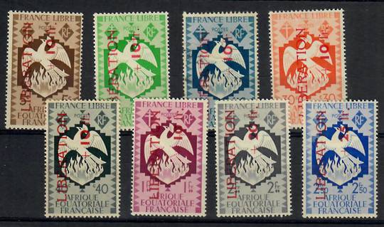 FRENCH EQUATORIAL AFRICA 1944 French Aid Fund. Second series. The vertical overprints only. 8 values. - 23703 - LHM