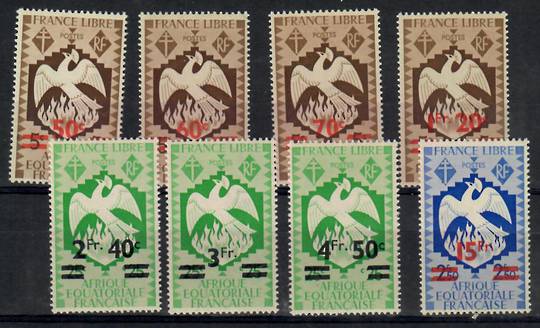 FRENCH EQUATORIAL AFRICA 1945  Definitive Surcharges. Set of 8. - 23704 - LHM