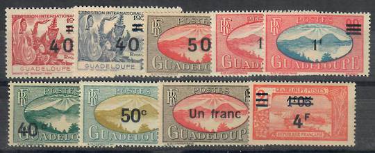 GUADELOUPE 1943 Definitive Surcharges. Set of 9. - 23713 - LHM