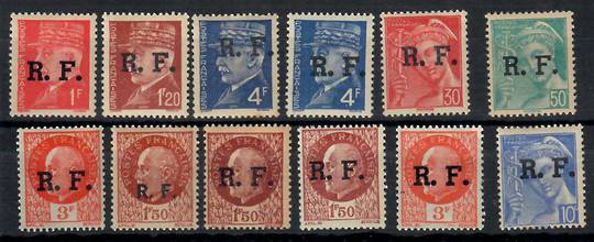 FRANCE 1944 Overprints issued in Lyons after its liberation. Probably reprints. Set of 12. - 23716 - UHM