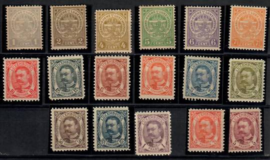 LUXEMBOURG 1906 Definitives. Simplified set of (17). Complete except for the 37½c (cat 75p). - 23733 - Mint