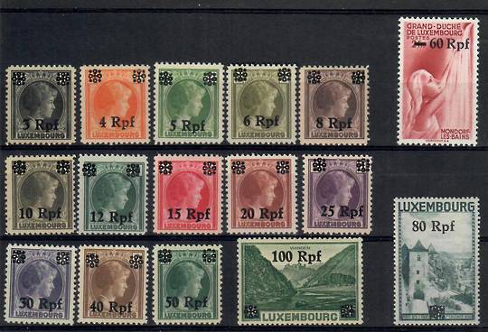 GERMANY Occupation Issues LUXEMBOURG 1940 Definitive Surcharges on various types of Luxembourg. Set of 16. - 23743 - Mint