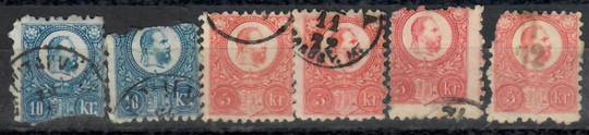 HUNGARY 1871 Selection of 6 stamps of type 1. May be of some use for reference. Only 3 of the items are any good. - 23778 - Used