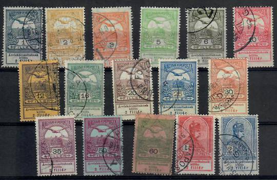HUNGARY 1913 Flood Relief Fund. Set of 17 except that the 5k is missing. The 2k (cv £60) is superb. - 23787 - VFU