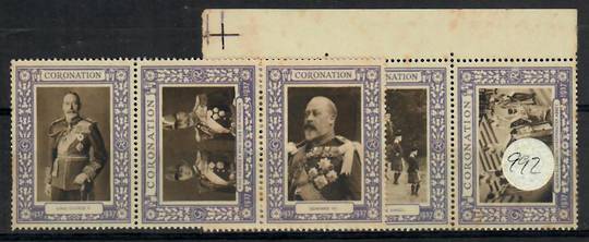 GREAT BRITAIN 1937 Cinderellas issued for the Coronation. 6 items in Two strips of 3. - 23812 - Cinderellas