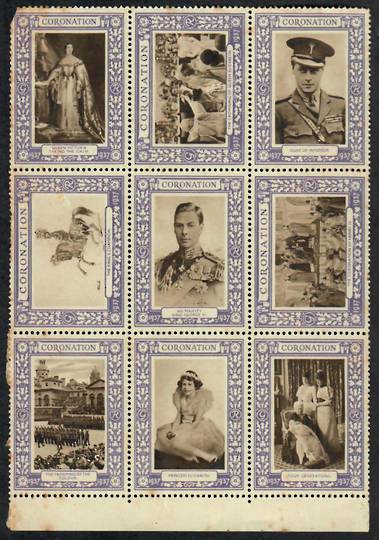 GREAT BRITAIN 1937 Cinderellas issued for the Coronation. Block of 9. Some toning in one row. - 23814 - Cinderellas