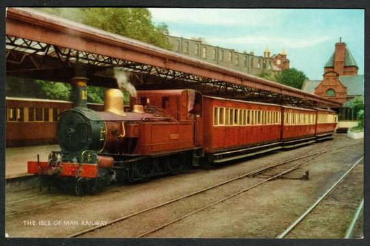 ISLE OF MAN Steam Train at Station. Coloured Postcard. - 240554 - Postcard
