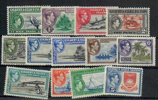 GILBERT & ELLICE ISLANDS 1939 Geo 6th Definitives. Set of 12 plus the Perf 12 3d. - 24212 - LHM