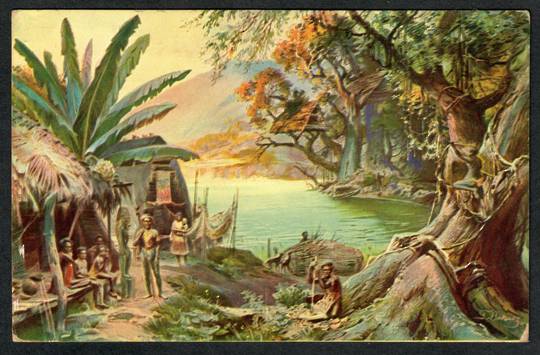 GERMAN NEW GUINEA Coloured Postcard of Village by the Sea. - 243908 - Postcard