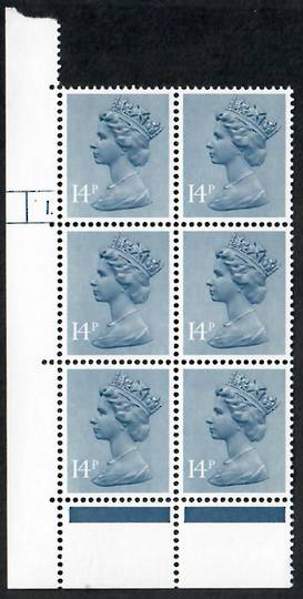 GREAT BRITAIN 1981 Elizabeth 2nd Machin 14p Grey-Blue. Cylinder Block 1 with Dot. Phosphorised paper. - 24422 - UHM