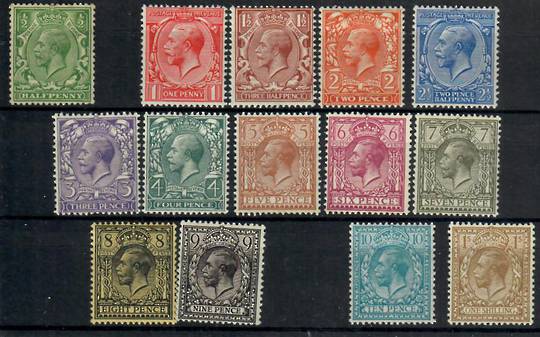GREAT BRITAIN 1912 Geo 5th Definitives. Set of 14 simplified. All in fine never hinged except the ½d which is horrible. - 24437