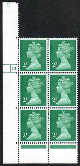 GREAT BRITAIN 1980 Elizabeth 2nd Machin 2p Myrtle-Green. Cylinder Block 13 with Dot. - 24444 - UHM