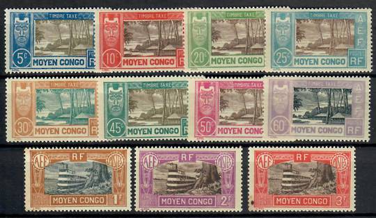 MIDDLE CONGO 1930 Postage Due. Set of 11. Top value has a fault. - 24508 - Mint