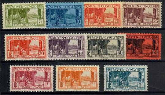 MIDDLE CONGO 1933 Postage Due. Set of 11. The 60c has a thin. - 24509 - Mint