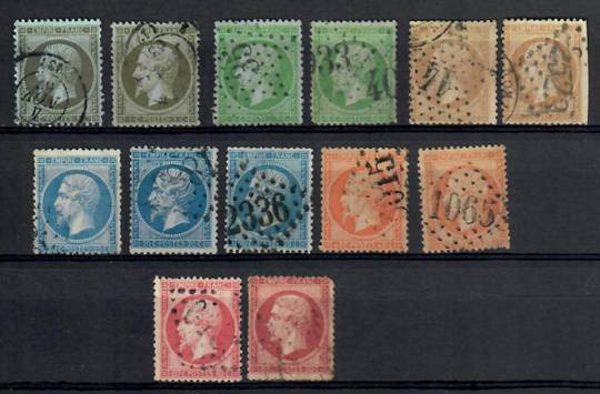 FRANCE 1862 Definitives. Set of 13. Complete with all the colour varieties identified by the vendor A L Jenkin. Excludes the for