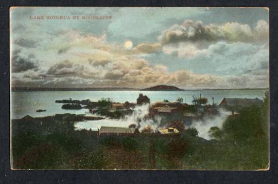 Coloured postcard of Lake Rotorua by moonlight. - 245983 - Postcard